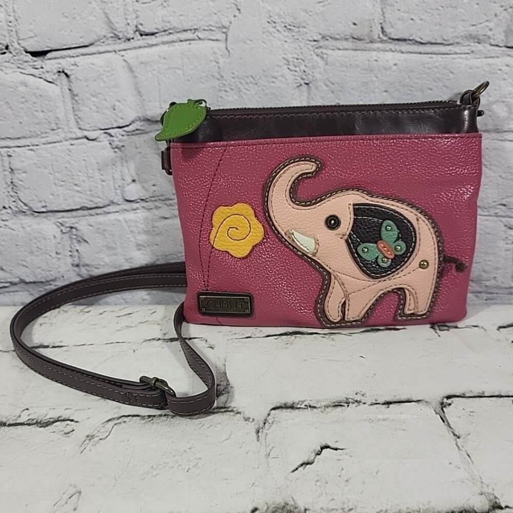 Chala Pink Vegan Leather Mini Elephant Crossbody Bag With Strap